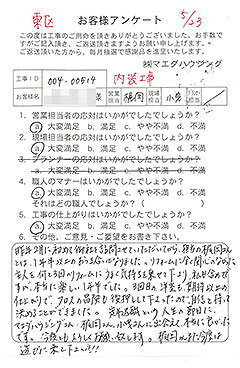 東区　内装工事のお客様アンケート