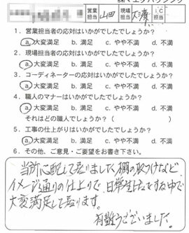 お客様アンケート voice130（2011年）のお客様アンケート