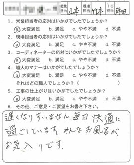 お客様アンケート voice131（2011年）のお客様アンケート