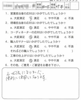 お客様アンケート voice132（2011年）のお客様アンケート