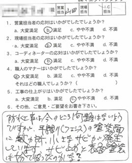 お客様アンケート voice138（2011年）のお客様アンケート