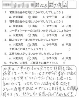 お客様アンケート voice141（2011年）のお客様アンケート