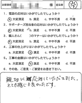 お客様アンケート voice45（2012年）のお客様アンケート