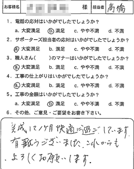 お客様アンケート voice47（2012年）のお客様アンケート