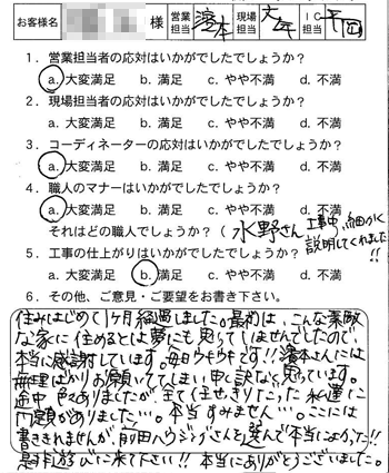 安佐北区　リノベーションのお客様アンケート
